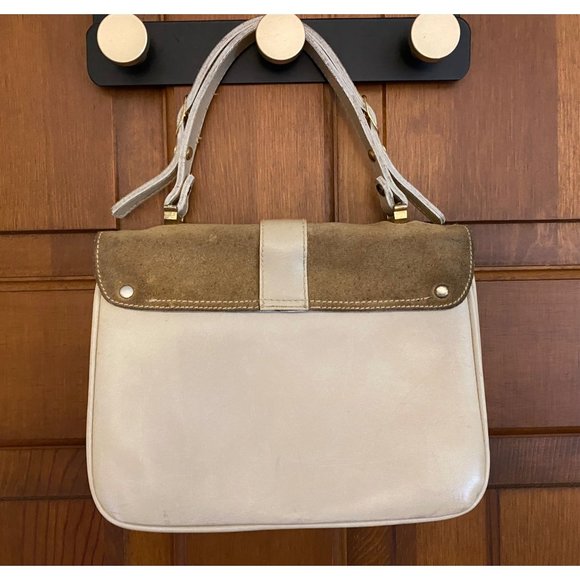 VTG Mini Top Handle Spanish Leather Bag Purse Tote Metal Hardware Made in Spain - Picture 2 of 16